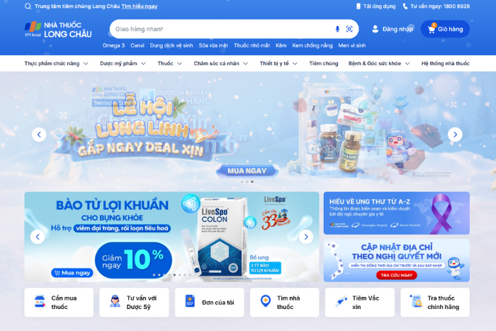 Interface d’une pharmacie en ligne fiable au Vietnam