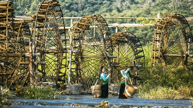 Les roues à eau traditionnelles de Pu Luong